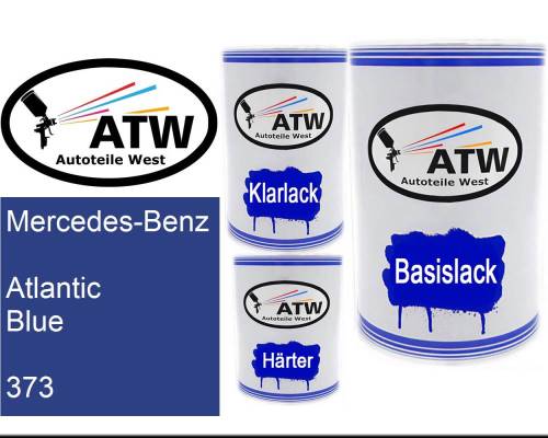 Mercedes-Benz, Atlantic Blue, 373: 500ml Lackdose + 500ml Klarlack + 250ml Härter - Set, von ATW Autoteile West.